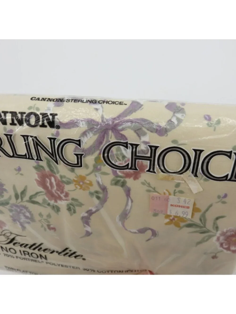 NEW Vintage Cannon TWIN Flat Top Sheet Floral Flower Bow Featherlite No Iron